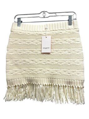 Amanda Uprichard Cream Knit Fringe Mini Skirt New